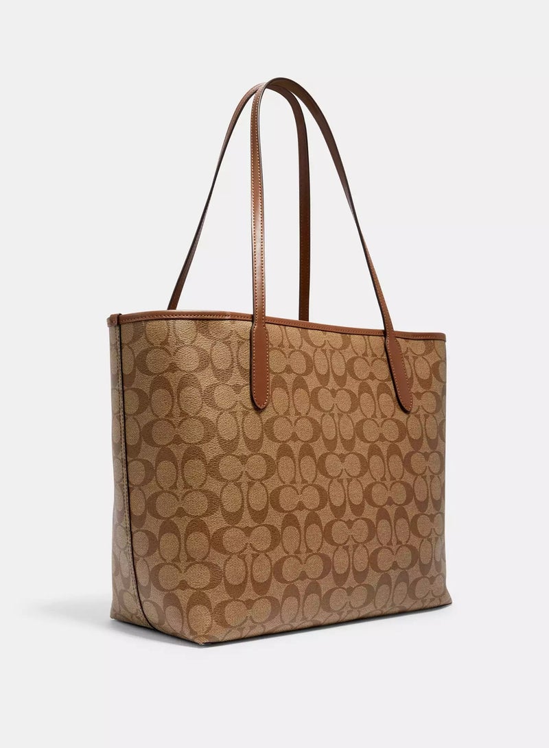 كوتش اوت ليت حقيبة توت Coach City من القماش المميز للنساء، حقيبة كتف كبيرة الحجم، متعددة الاستخدامات، بسعة كبيرة، حقيبة توت - Image 2